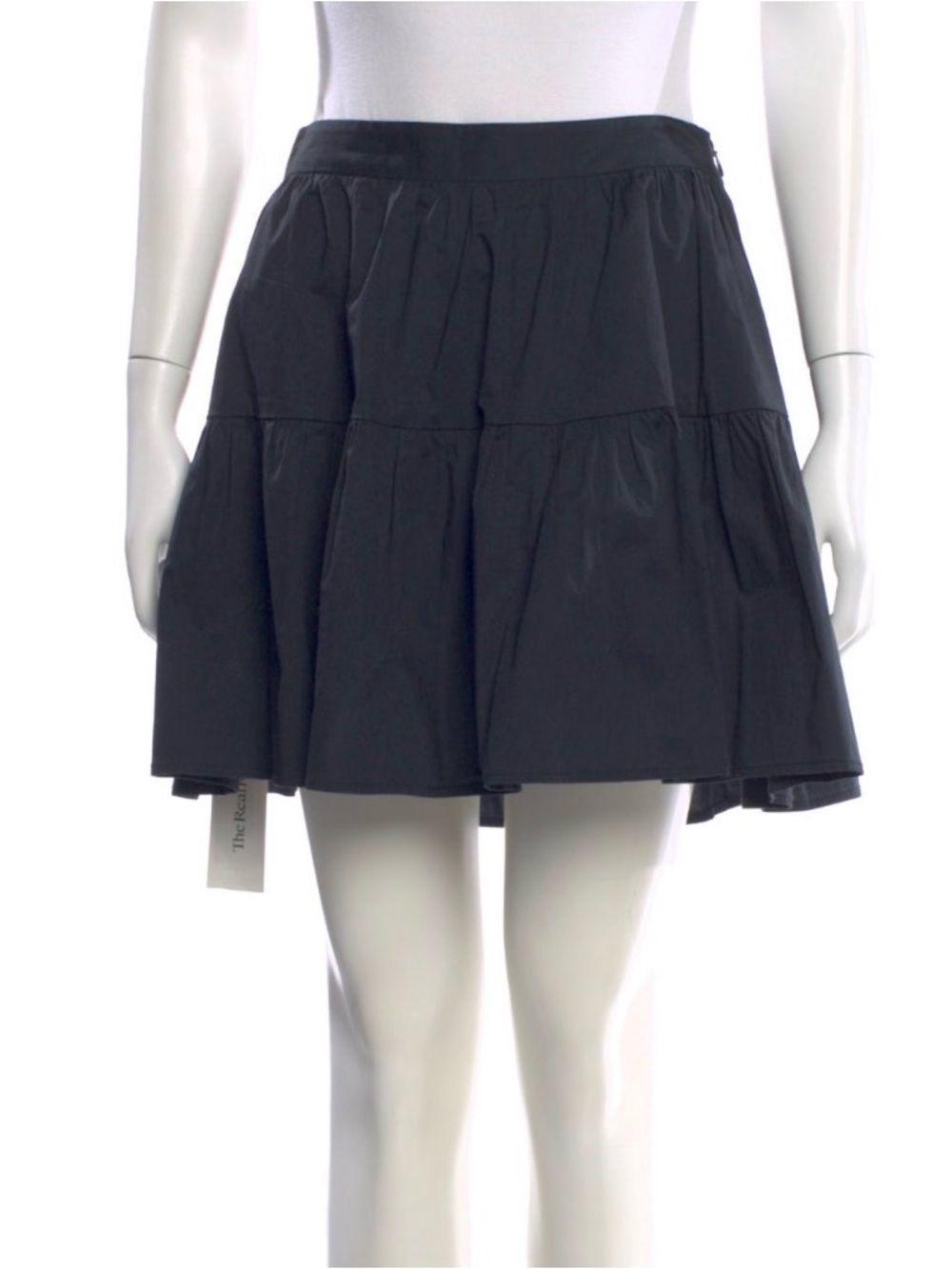 STAUD Black Tiered Poplin Mini Skirt